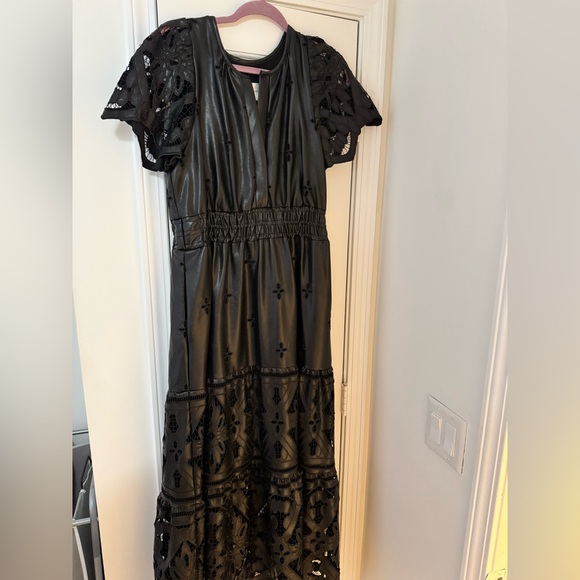 The Somerset Maxi Dress: Faux Leather Embroidered Edition by Anthropologie - Picture 4 of 6